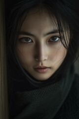 Fototapeta premium Intense Close-Up Portrait of a Woman