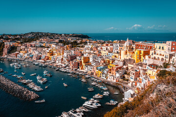 Obraz premium View of the Island of Procida in the vicinity of Naples, Italy. Napoli, Italia.