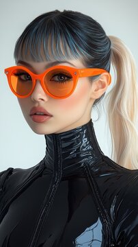 Striking fashion model showcases bold style in luxurious attire for magazine cover