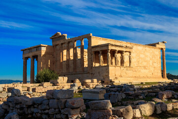 Fototapeta premium Erechtheion (Erechtheum) or Temple of Athena Polias is an ancient Greek Ionic temple on the north side of the Acropolis in Athens, Greece