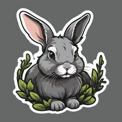 Obraz premium Rabbit Stickers vector style with Black background Single Art & Illustration