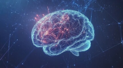 Obraz premium Human brain showing Intelligent thinking processing through the concept of a neural network