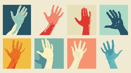 Fototapeta premium Diverse Set of Hands Vector Illustration in Flat Style