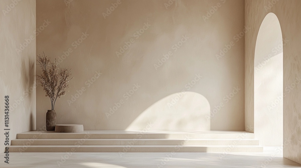 Aufkleber in a tranquil setting, soft shadows dance against smooth, muted walls. a single vase with delicate b