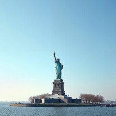 Obraz premium Statue of Liberty standing majestically on Liberty Island under a clear blue sky