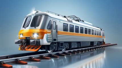 Obraz premium Electric Locomotive on Railway Track. Modern transportation concept