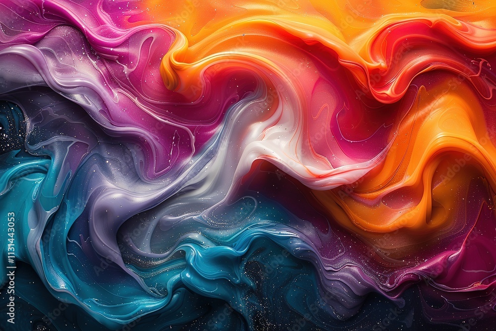 Poster a colorful painting with a wave-like pattern