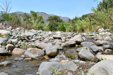 River with low flow affected by climate crisis