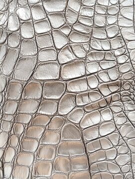 Close-up of silver leather texture