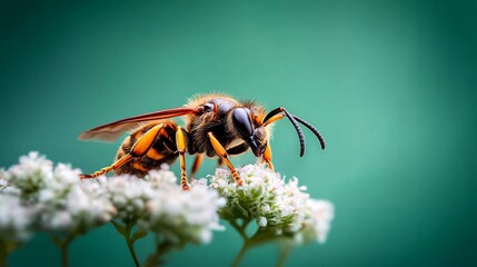 Close-up of a Bee on White Flowers