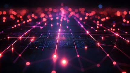 Fototapeta premium Dynamic Artwork Featuring Glowing Particles With Bold Blue Orange Highlights And photo