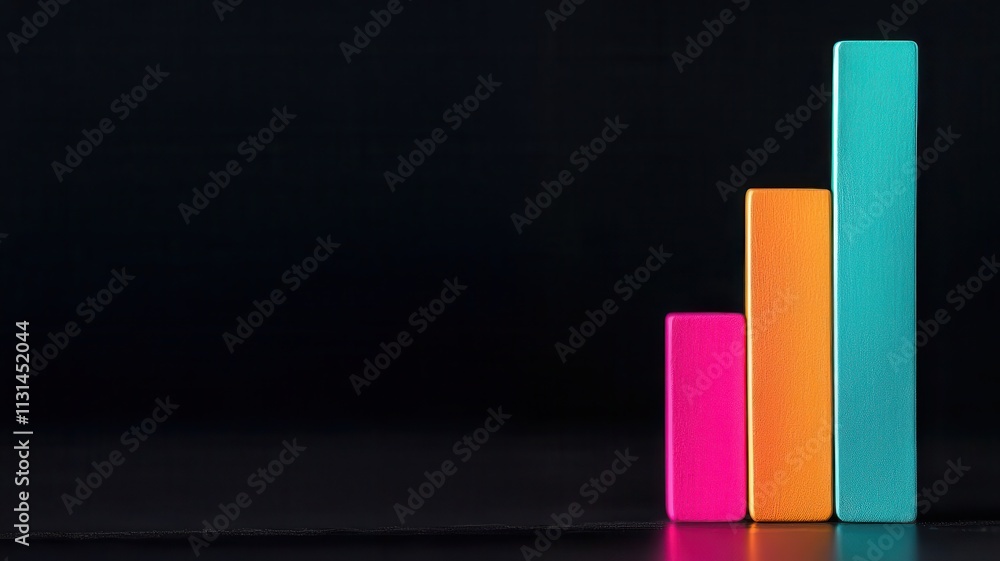 Poster colorful bar graph displaying growth, representing success and progress in financial performance.