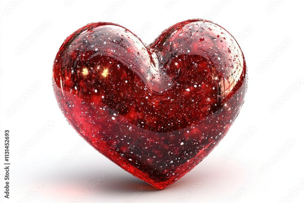 Poster a red heart-shaped object sits on a plain white background, ideal for use in designs and composition