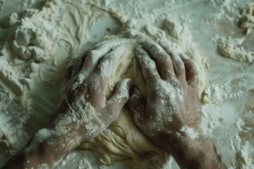 Fototapeta premium pizza prepare dough hand topping