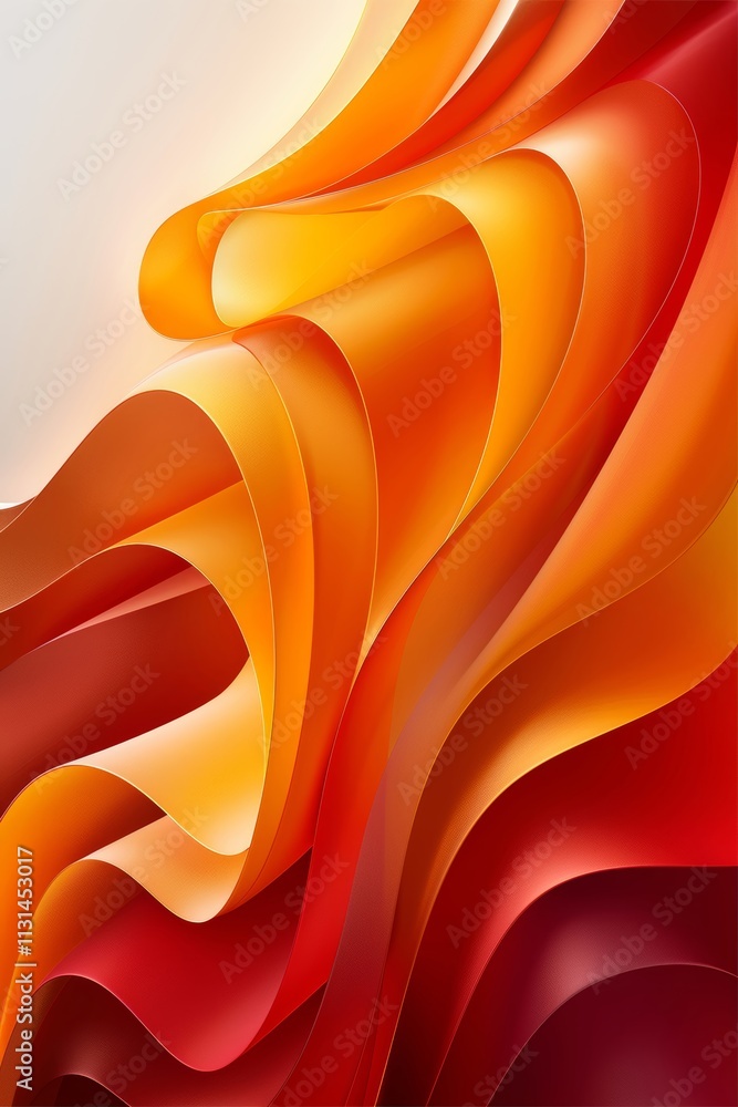 Poster bright orange and red waves flow seamlessly across the canvas, creating an energetic abstract compos