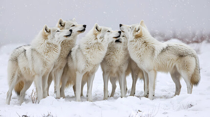 Naklejka premium Guardians of the Wild: The Enigmatic Beauty of Wolves