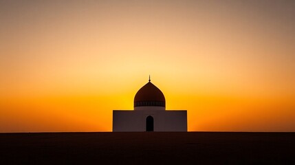 Obraz premium Islamic architecture silhouette at sunset