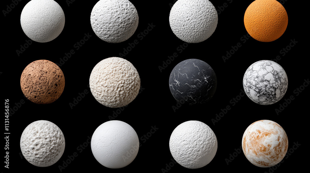 Poster sphere textures: a diverse collection of 12 high-resolution sphere textures showcasing a variety of 