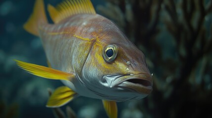 A close-up view of a fish swimming in a tank
