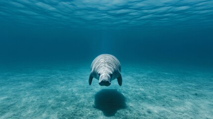 Naklejka premium Manatee swimming underwater