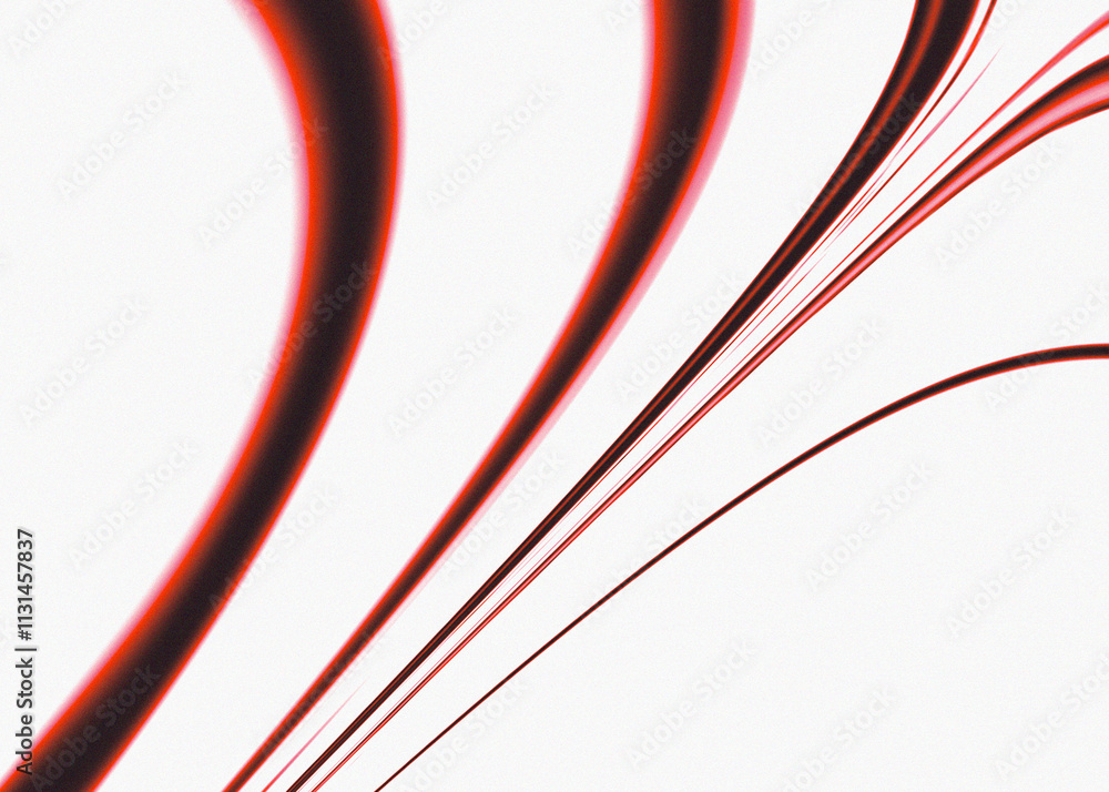 Poster abstract red and black curved lines on minimal white background