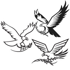 Obraz premium Eagle Falcon Bird Hawk Animal Silhouette Black Icon