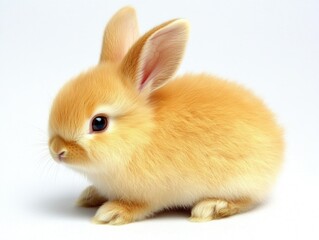 Obraz premium Small orange rabbit on white surface