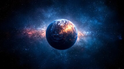 Naklejka premium Planet Earth in Cosmic Space