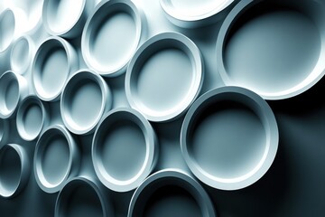 The composition consists of a set of white circles of different sizes located on the whi