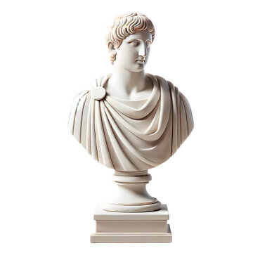Busto Esculpido em Estilo Cl&aacute;ssico Romano - Arte e Hist&oacute;ria Antiga. Generative Ai
