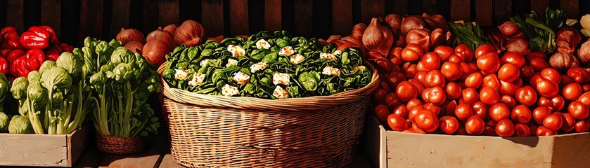 Turkish gozleme flatbread stuffed with spinach and feta, framed by an openair market in Cappadocia
