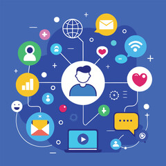 Fototapeta premium blue social network background