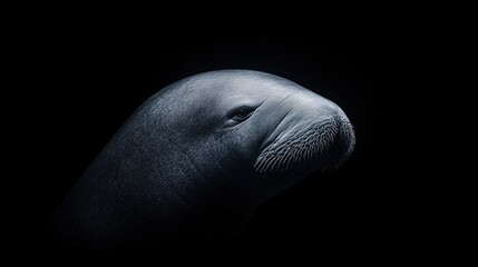Fototapeta premium Close-up of a Walrus Against a Dark Background