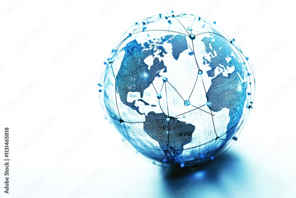 Aufkleber globe with network dots illustrating connectivity and global relationships