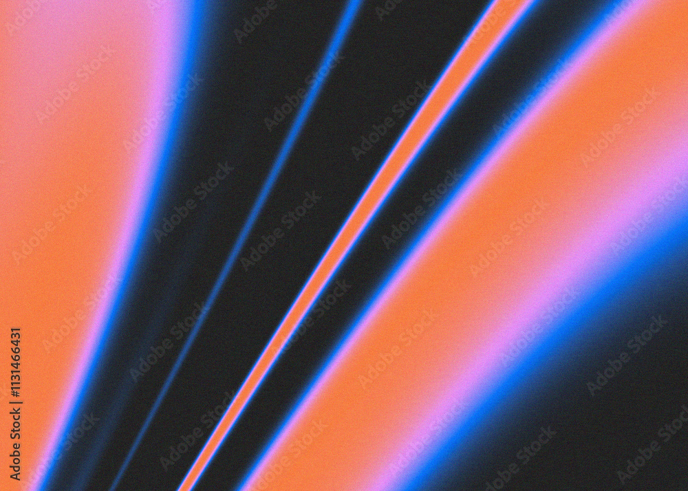 Poster dynamic abstract design with blue and orange gradient streaks on black background