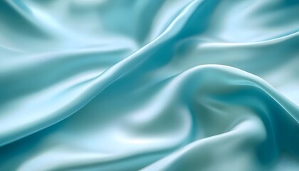 Obraz premium Soft blue silk fabric with gentle waves and smooth texture.