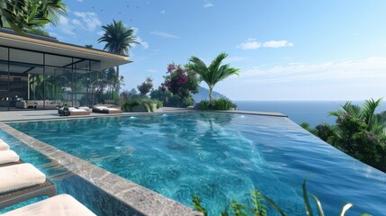 Obraz premium Tranquil Coastal Oasis. Serene seaside escape concept