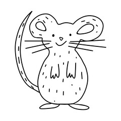 Mouse animal coloring book doodle vector artwork