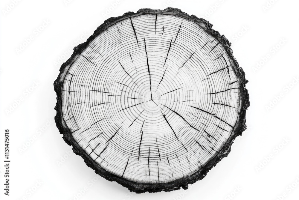 Poster a black and white photo of a tree stump, great for use in design projects where a simple, monochroma