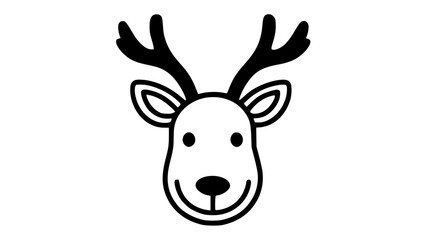 Black and white detailed icon of deer head with antlers