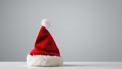 Fototapeta premium A minimalist Santa hat, a single, elegant ornament, a sleek, modern gift, and a distant star, isolated on a transparent background