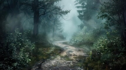 Obraz premium Mystical Morning in the Enchanted Forest. Ecoregion Harmony