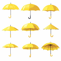 Obraz premium Yellow Umbrella Vector Isolated Cartoon Illustration