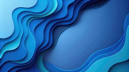 Fototapeta premium Elegant blue paper cut background featuring layers and fluid shapes, perfect for contemporary design projects, offering a visually appealing and modern aesthetic.