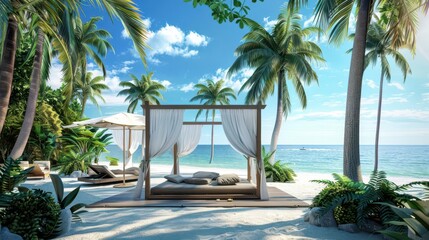 Fototapeta premium Tranquil Seaside Retreat. Serene coastal getaway concept