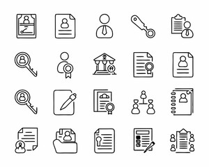 Fototapeta premium Personnel Management Icons Recruitment, Hiring, and Employee Profiles