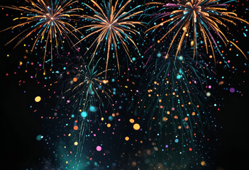 Obraz premium Vibrant Bokeh and Fireworks for New Year and Christmas Celebration