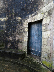 Old wooden door on cobble street - Old town - Chartres - Eure et Loir - France