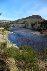 River Dee with view on Craigendarroch hill - Ballater - Aberdeenshire - Scotland - UK