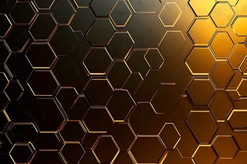 Obraz premium Abstract dark geometric background featuring glowing golden lines and sparkles, creating a modern, futuristic, and elegant design.